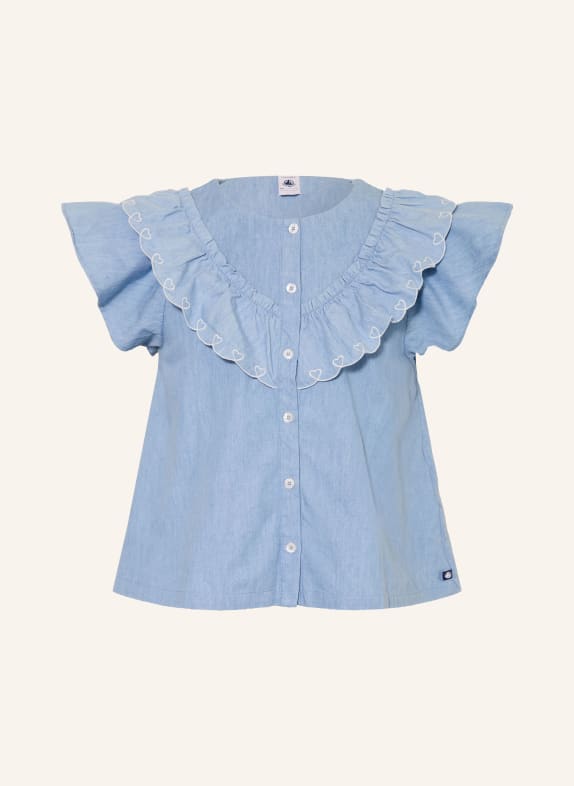 PETIT BATEAU Bluse mit Rüschen HELLBLAU