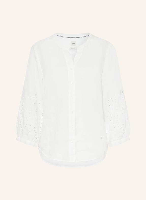 BRAX Linnen blouse VELIA met opengewerkte kant WIT