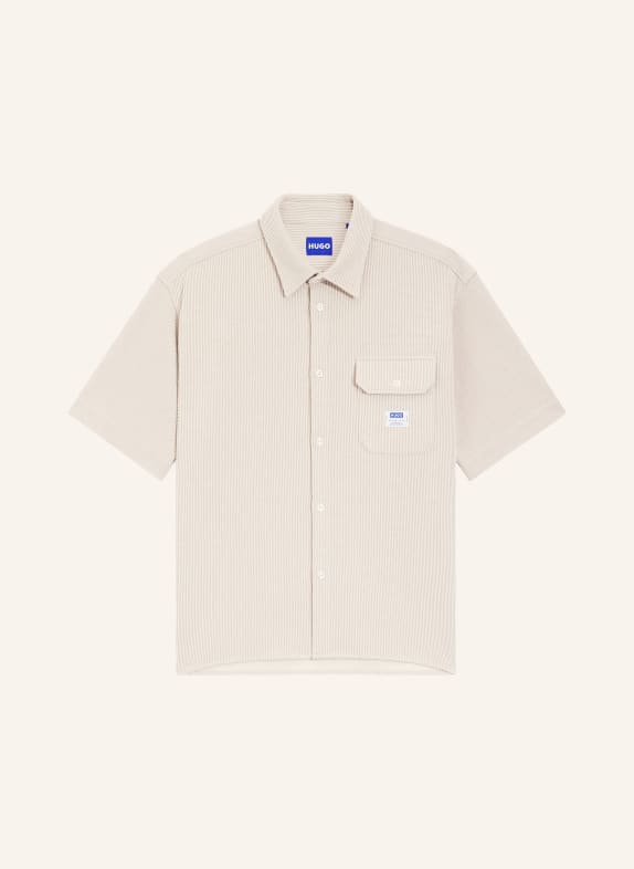 HUGO Strickhemd EBAFFINO Comfort Fit BEIGE