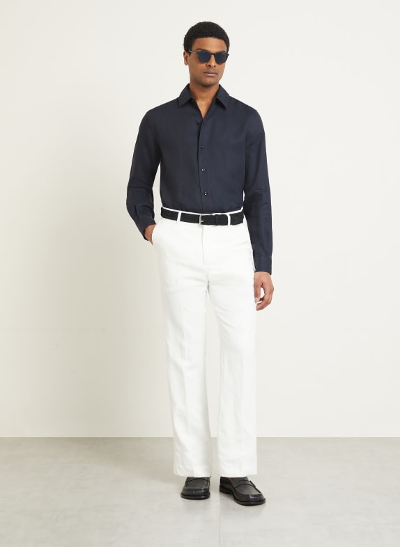 AGNONA Chemise en lin coupe classique BLEU FONCÉ