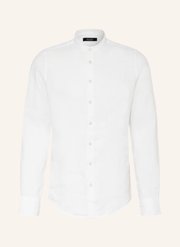 DIGEL Chemise en lin KOEN coupe slim avec col montant BLANC