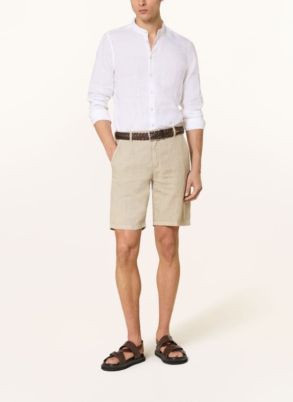 DIGEL Linnen overhemd KOEN Slim Fit met opstaande kraag WIT
