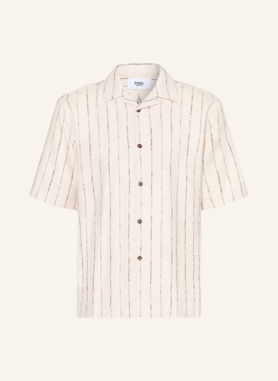 DIGEL move ALFIE Comfort Fit Terry Cloth Resort Shirt BEIGE / DARK BROWN