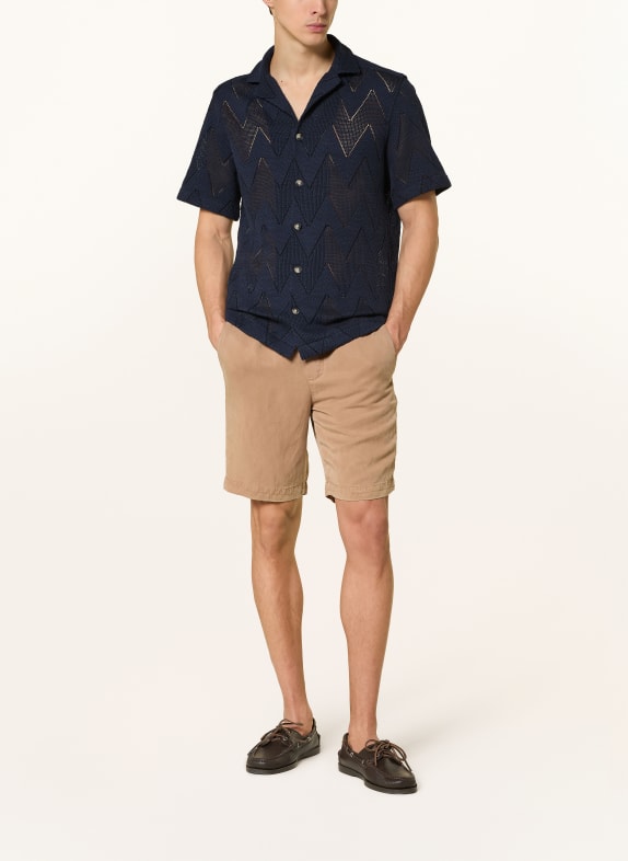 STRELLSON Gebreid resorthemd CLINT Regular Fit DONKERBLAUW