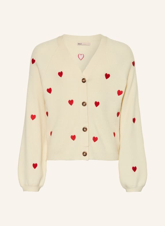 ONLY Strickjacke ECRU / DUNKELROT