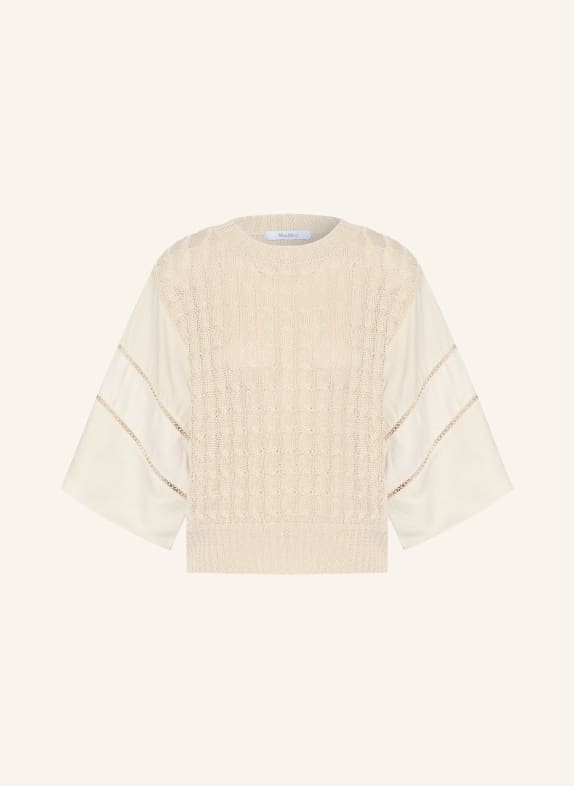 Max Mara Sweter lniany SCATOLA z mieszanki materiałów, z rękawami 3/4 BEŻOWY