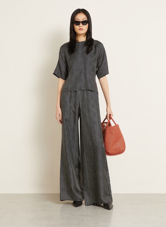 Max Mara Marlene-broek CLARINO van zijde ZWART / ECRU