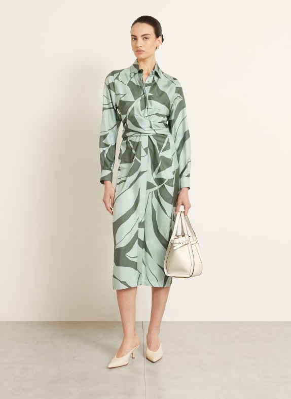 Max Mara Hemdblusenkleid ROBINIA aus Satin HELLGRÜN / GRÜN