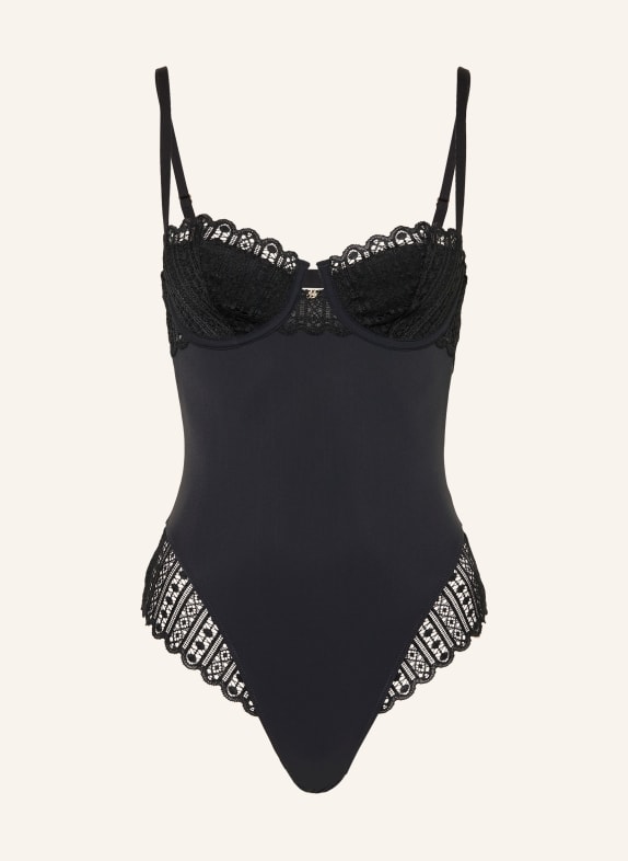 BOSS String-Body GUIPURE mit Cut-out SCHWARZ