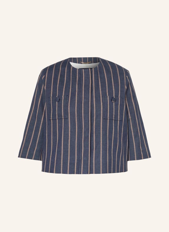 pamela henson Kastenjacke PHILKA mit 3/4-Arm DUNKELBLAU / HELLBRAUN