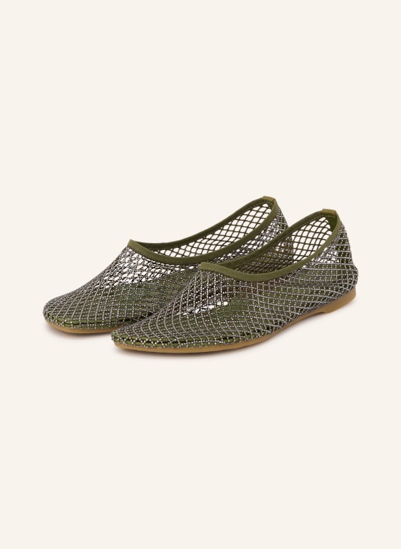 Lola Cruz Baleríny RUBY s ozdobnými kamínky KHAKI