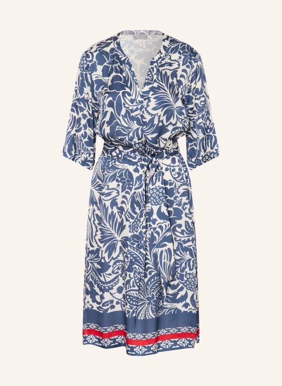 White Label Satinkleid mit 3/4-Arm DUNKELBLAU / ECRU / ROT