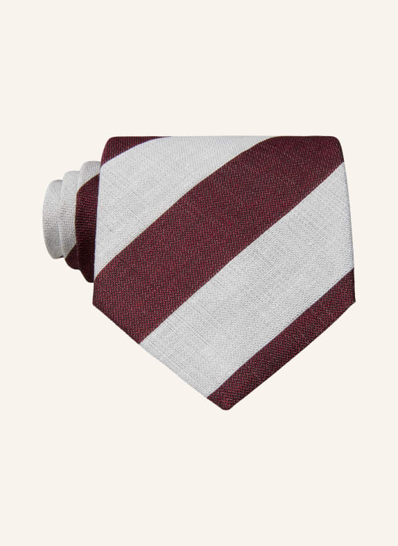 Blick Krawatte EIGHTY aus Leinen HELLGRAU / DUNKELROT