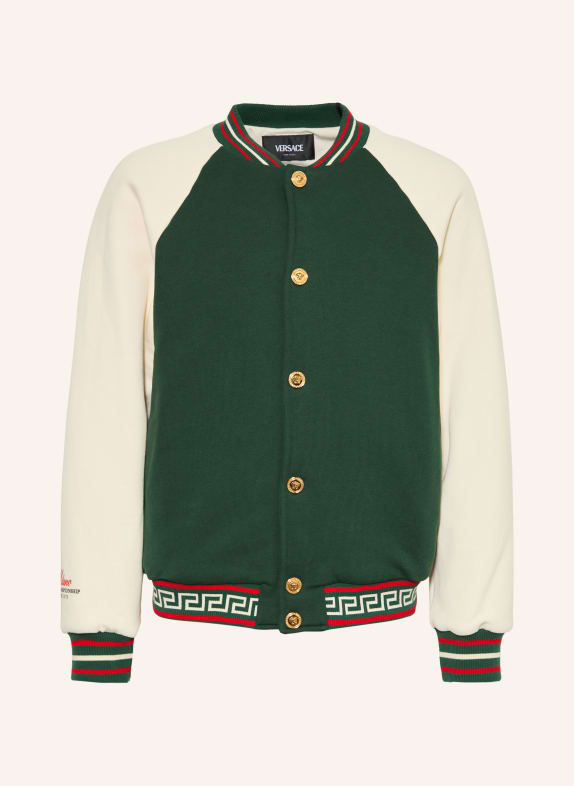 VERSACE veste universitaire VERT / ÉCRU / ROUGE