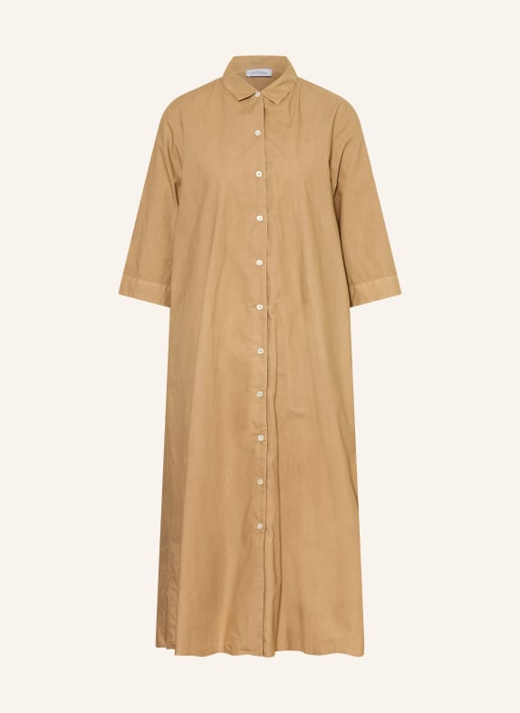 ROSSO35 Hemdblusenkleid mit 3/4-Arm CAMEL