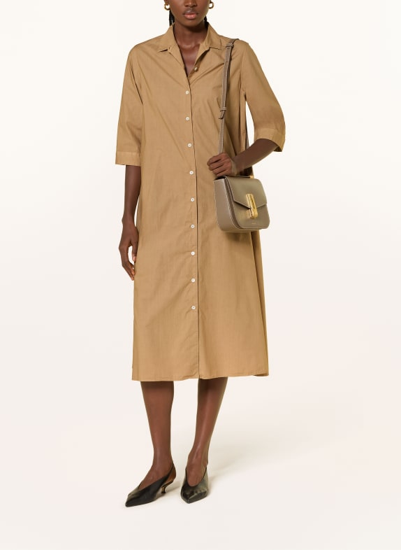 ROSSO35 Hemdblusenkleid mit 3/4-Arm CAMEL