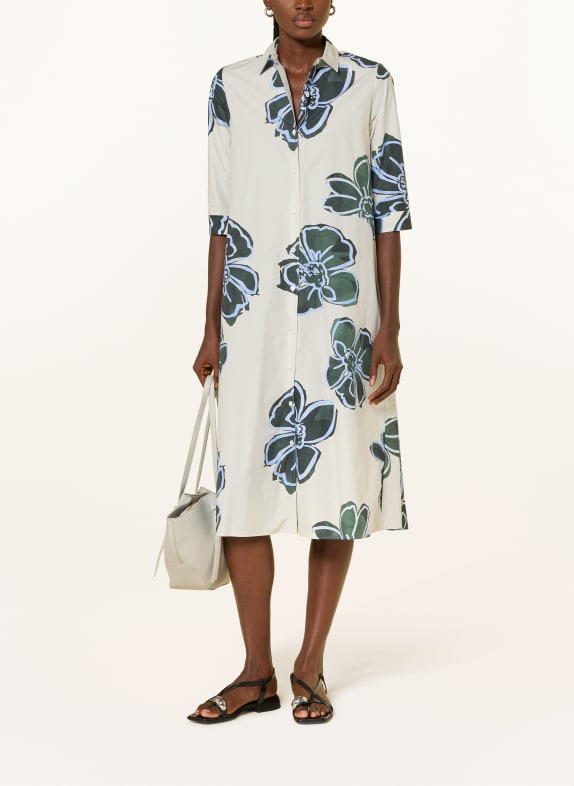 ROSSO35 Shirt dress with 3/4 sleeves DARK GREEN / ECRU / BLUE