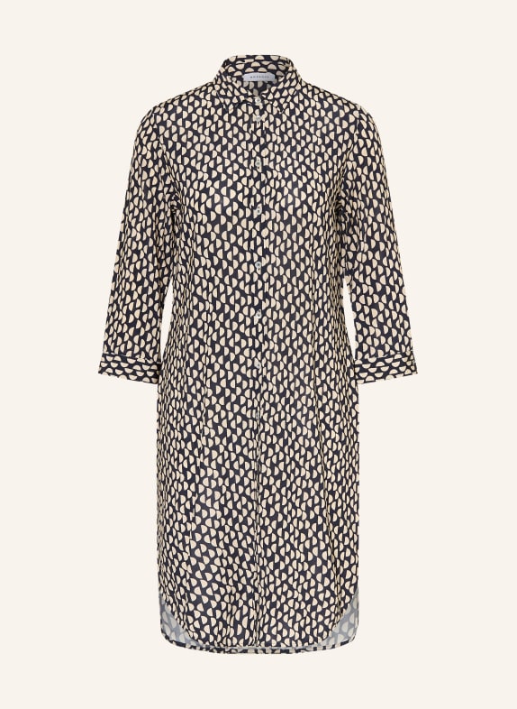 ROSSO35 Hemdblusenkleid mit 3/4-Arm DUNKELBLAU / BEIGE