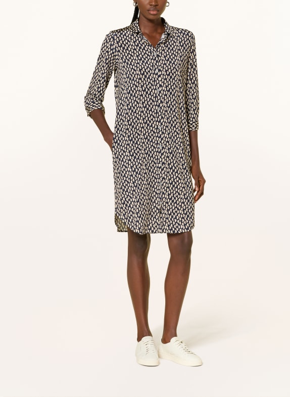 ROSSO35 Hemdblusenkleid mit 3/4-Arm DUNKELBLAU / BEIGE