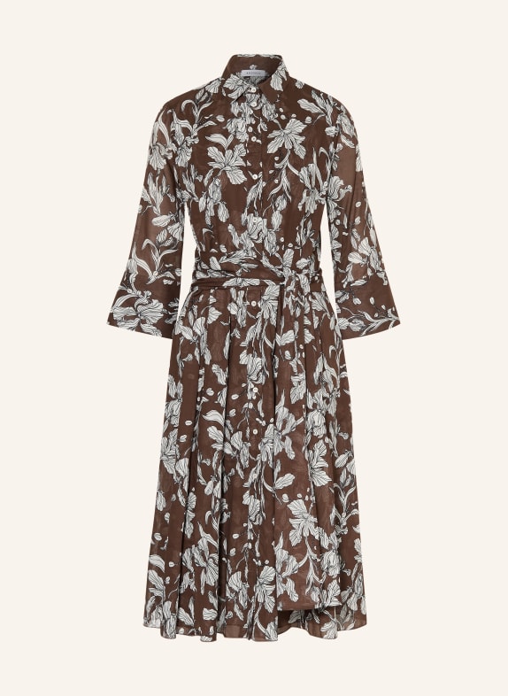 ROSSO35 Shirt dress with 3/4 sleeves DARK BROWN / WHITE / BLACK