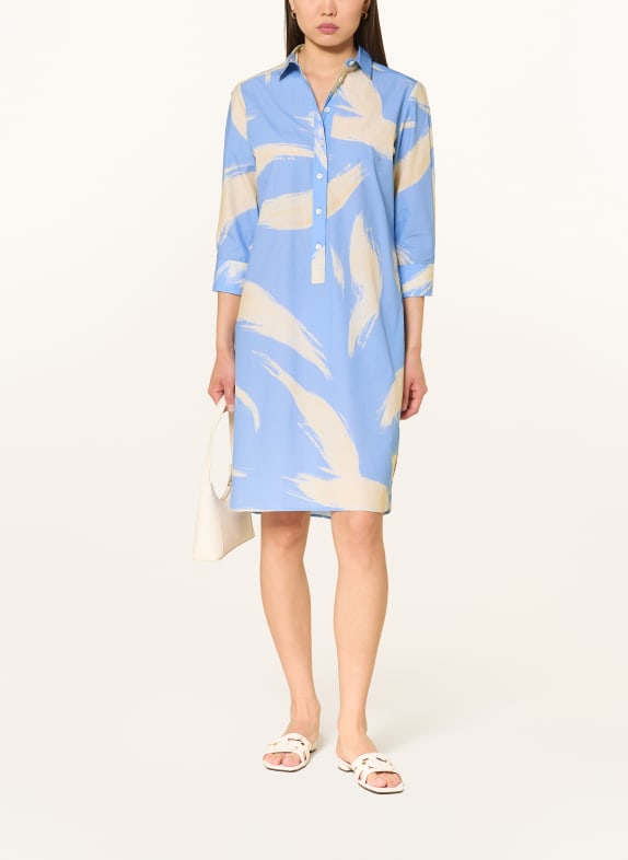 ROSSO35 Hemdblusenkleid mit 3/4-Arm HELLBLAU / CREME
