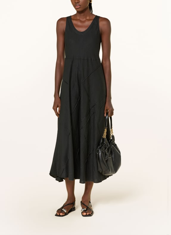 ROSSO35 sukienka z lnu CZARNY