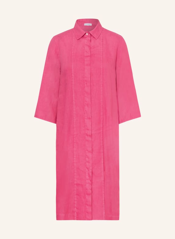 ROSSO35 Hemdblusenkleid aus Leinen mit 3/4-Arm PINK