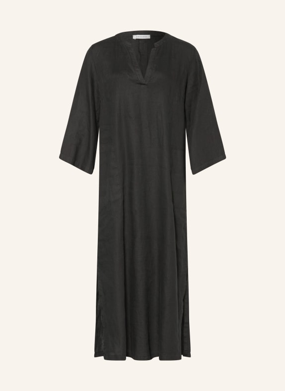 ROSSO35 Linen dress with 3/4-length sleeves BLACK