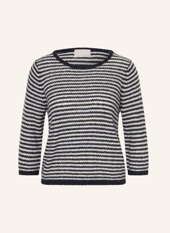 HEMISPHERE Pullover mit Cashmere DUNKELBLAU / WEISS