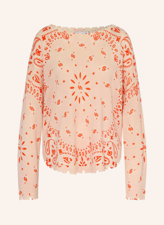 KUJTEN Cashmere sweater MELA BANDANA SALMON / RED