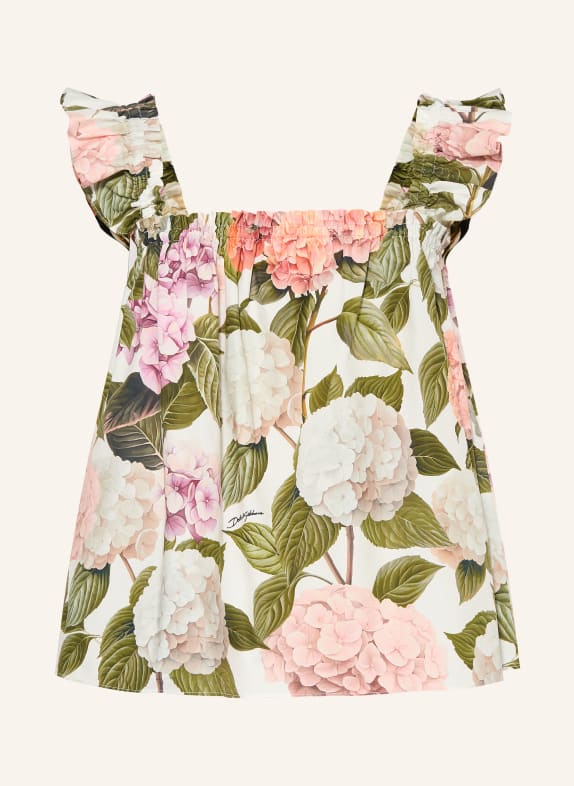 DOLCE & GABBANA Blouse à volants BLANC / ROSE / VERT