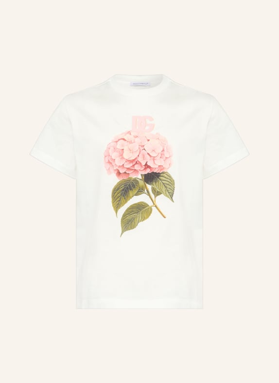 DOLCE & GABBANA T-shirt BLANC / ROSÉ / OLIVE