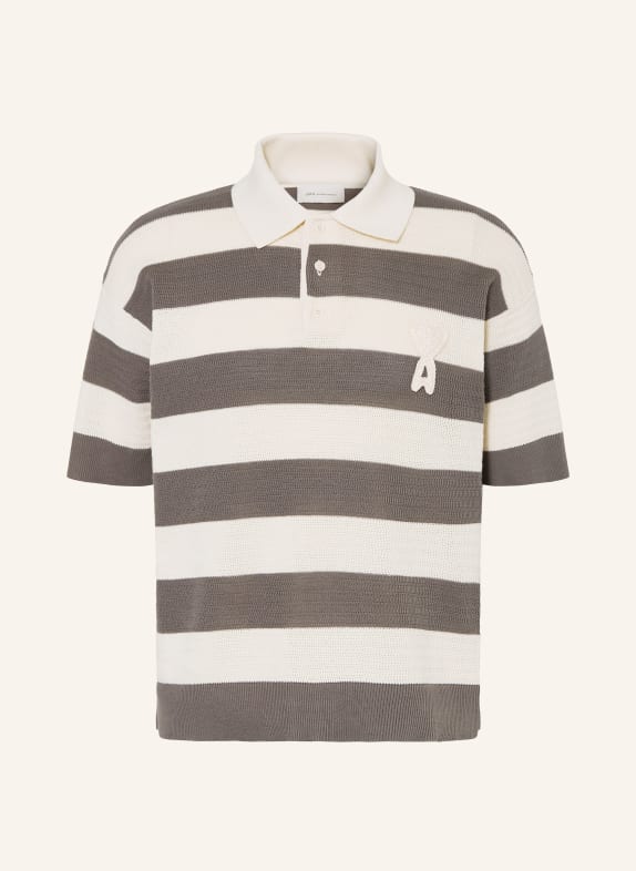 AMI PARIS Gebreid poloshirt DONKERGRIJS / CRÈME