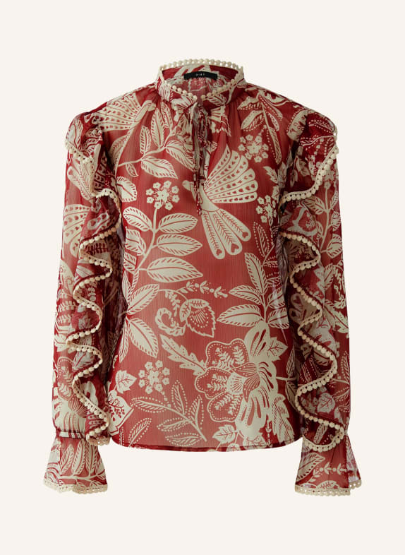 oui Blouse met ruches DONKERROOD / WIT