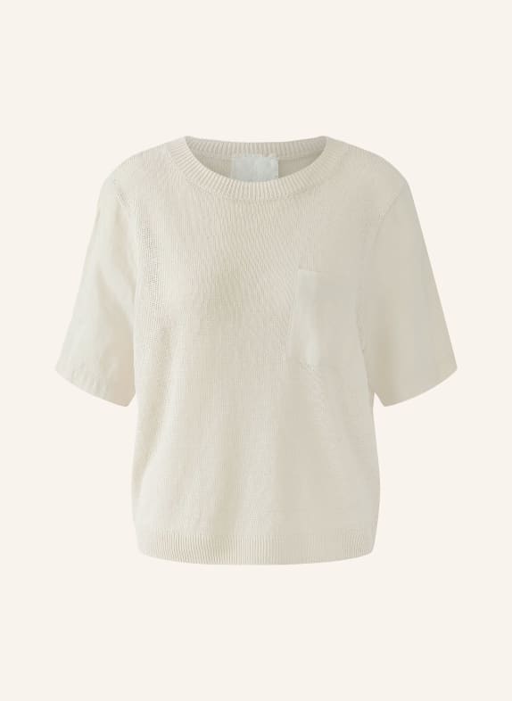 oui Gebreid shirt van linnen in een materiaalmix BEIGE