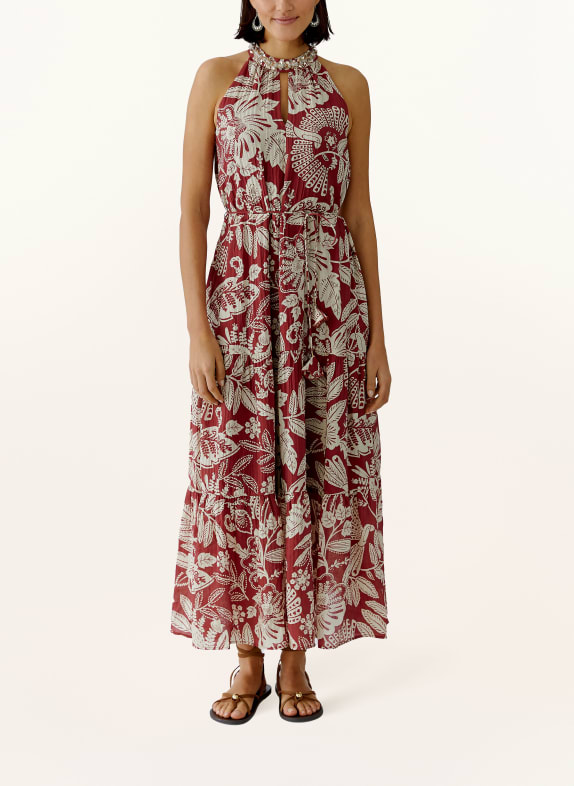 oui Sukienka CIEMNOCZERWONY / ECRU