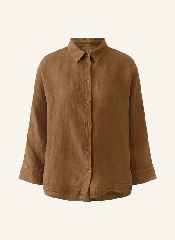 oui Linnen overhemd met 3/4-mouwen BRUIN
