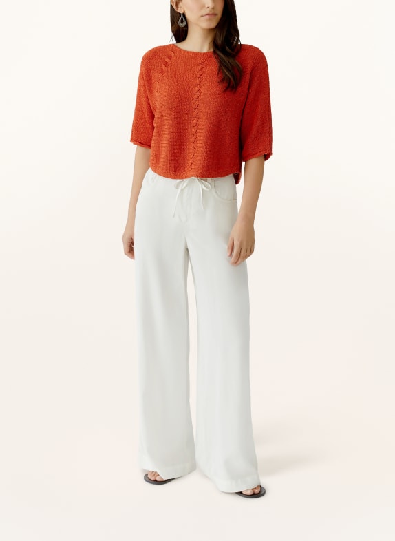 oui Strickshirt mit 3/4-Arm DUNKELORANGE