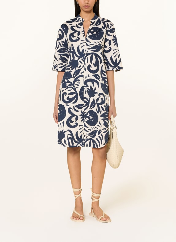 oui Kleid mit 3/4-Arm DUNKELBLAU / CREME