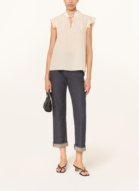 Alcidia da Veiga Zijden blouse met ruches ECRU