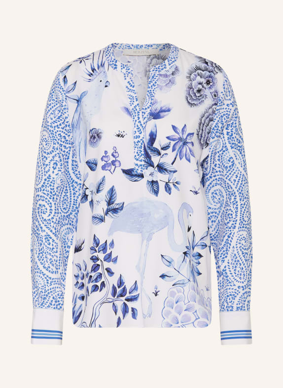 HERZENS Blusenshirt aus Seide BLAU / WEISS