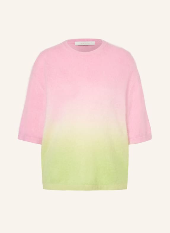 HERZENS Strickshirt aus Cashmere ROSA / HELLGRÜN