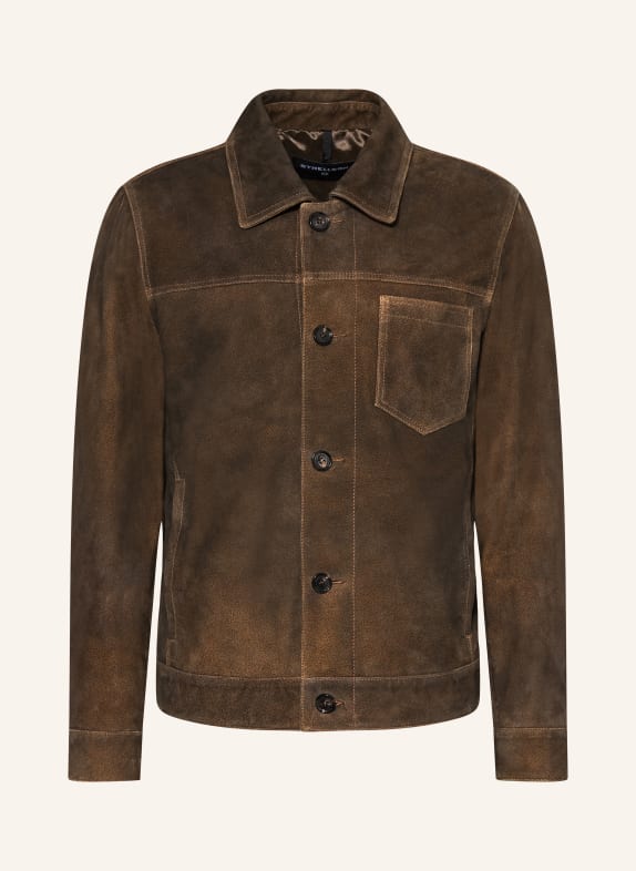 STRELLSON Leren jas FLINT MARRON FONCÉ