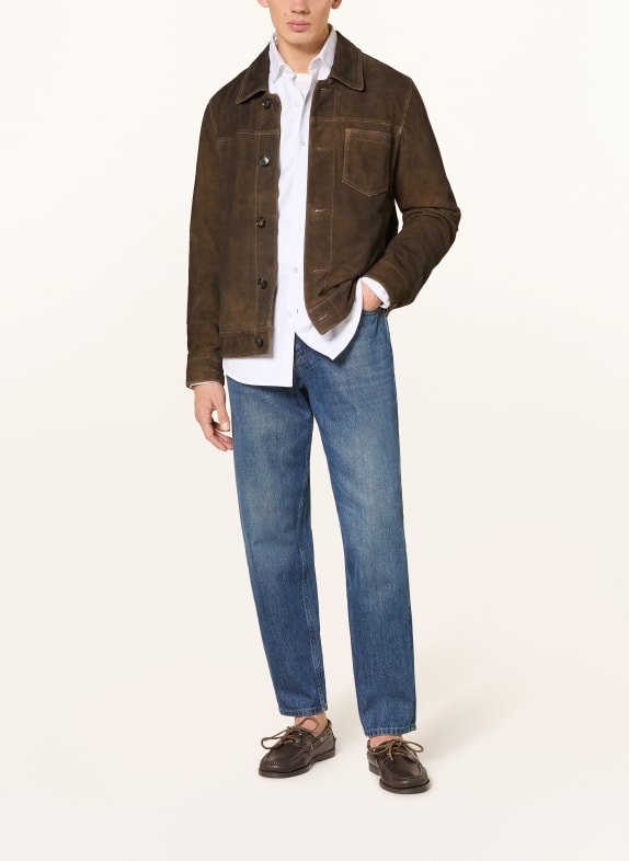 STRELLSON Leren jas FLINT MARRON FONCÉ