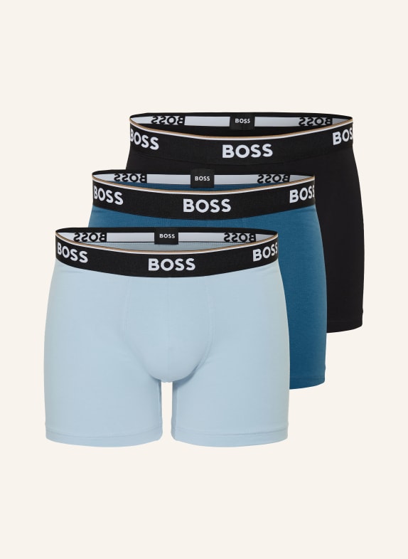 BOSS Lot de 3 boxers POWER BLEU / BLEU CLAIR / NOIR