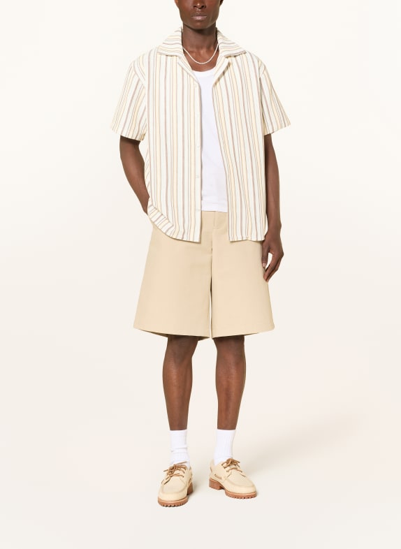 DRÔLE DE MONSIEUR Comfort Fit Resort Shirt WHITE / BROWN / MINT