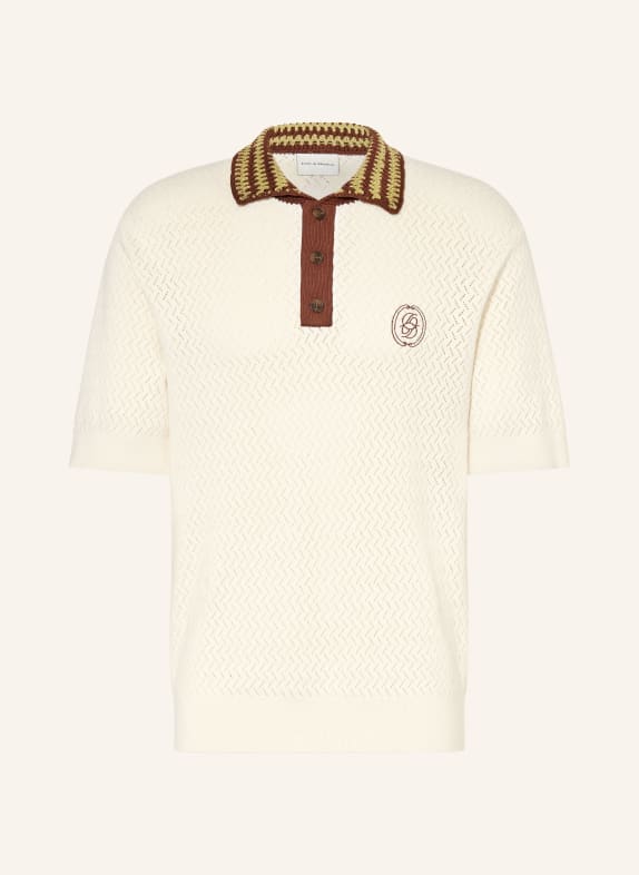 DRÔLE DE MONSIEUR Pletené polo tričko KRÉMOVÁ / TMAVĚ HNĚDÁ / SVĚTLE ZELENÁ