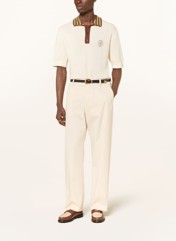 DRÔLE DE MONSIEUR Gebreid poloshirt CRÈME / MARRON FONCÉ / LICHTGROEN