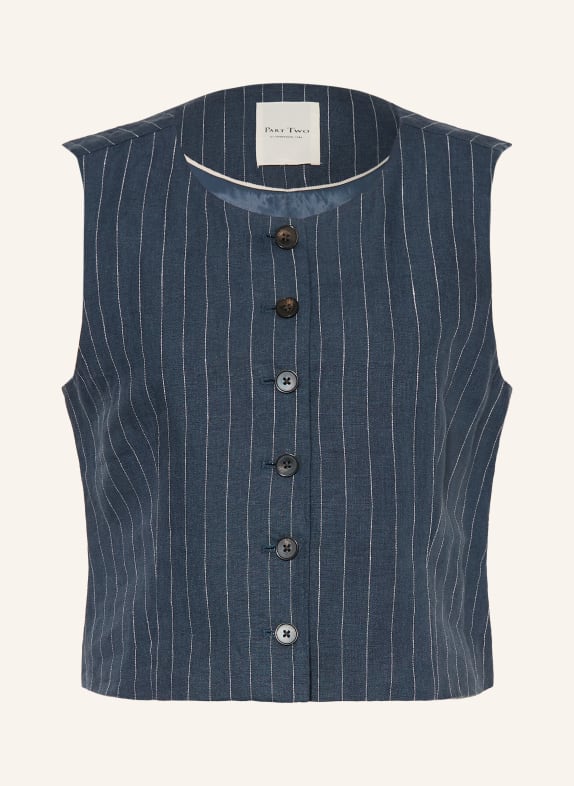 Part Two AZANIAPW-vest van linnen DONKERBLAUW / WIT