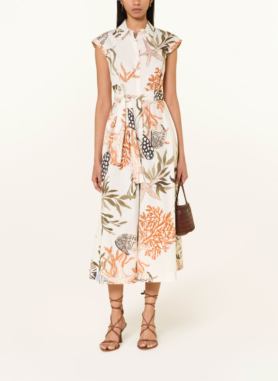 MARELLA Hemdblusenkleid CREME / BRAUN / HELLROT